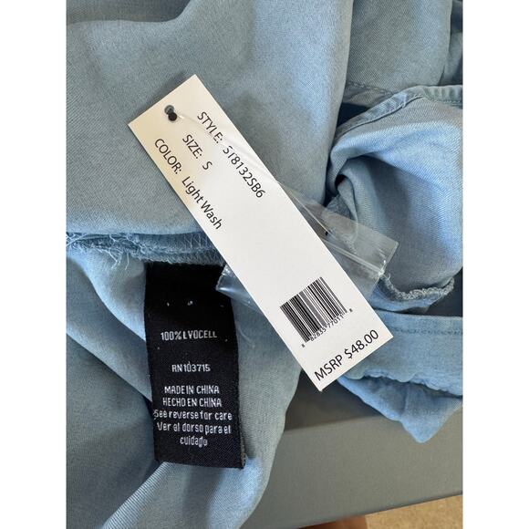 Zac & Rachel Tops Women's Small Light Blue Wash Button Up Blouse Roll Up Sleeve - Picture 6 of 8